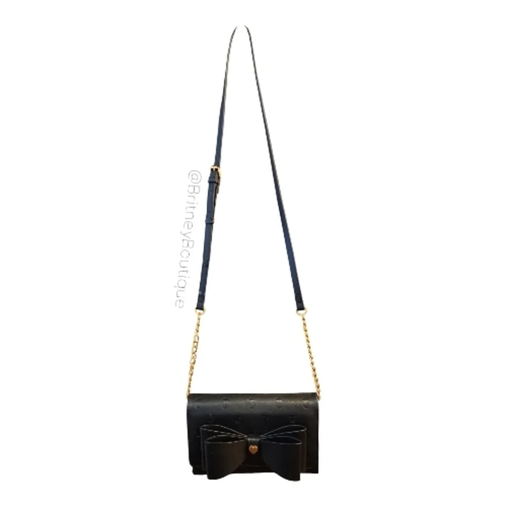 Betsey Johnson SKULLICIOUS Black Bow Crossbody - Picture 2 of 7